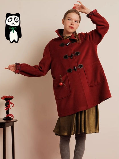 Red Wool Cashmere Cowl Coat