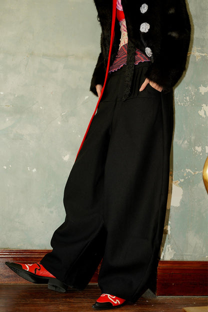 Pressed Pleated Wide-Leg Pants