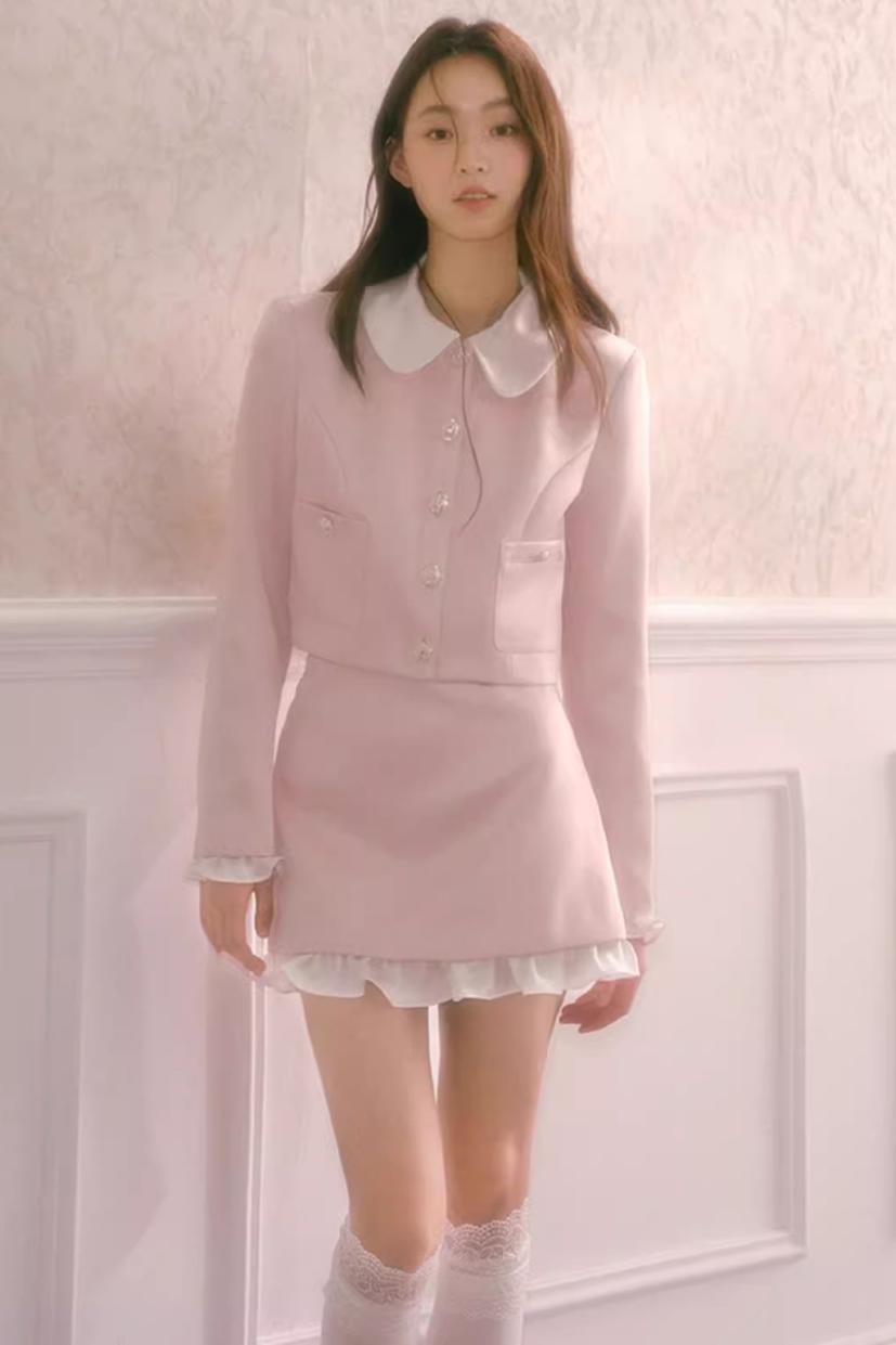 Autumn Collar Short Suit Skirt Set-Up