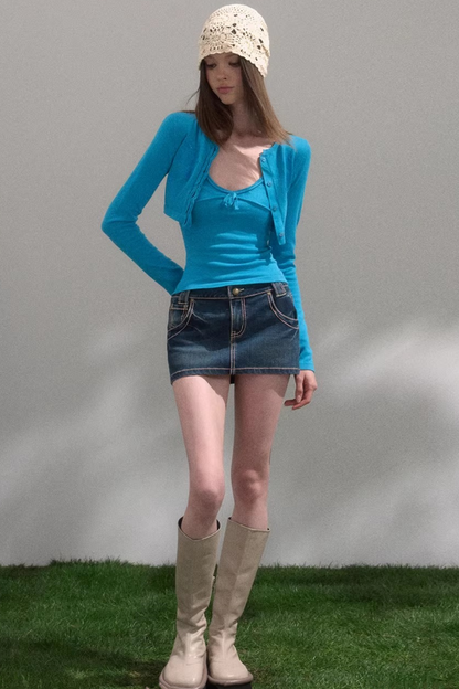 Retro Jeansrock mit Waschung