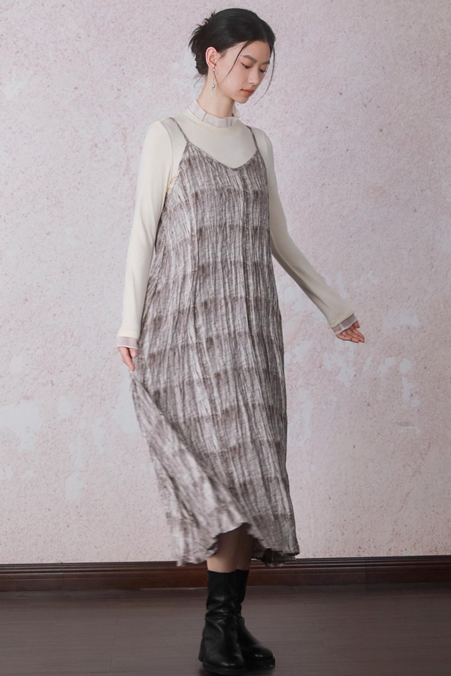 Velvet Tie-Dye Print A-Line Sundress