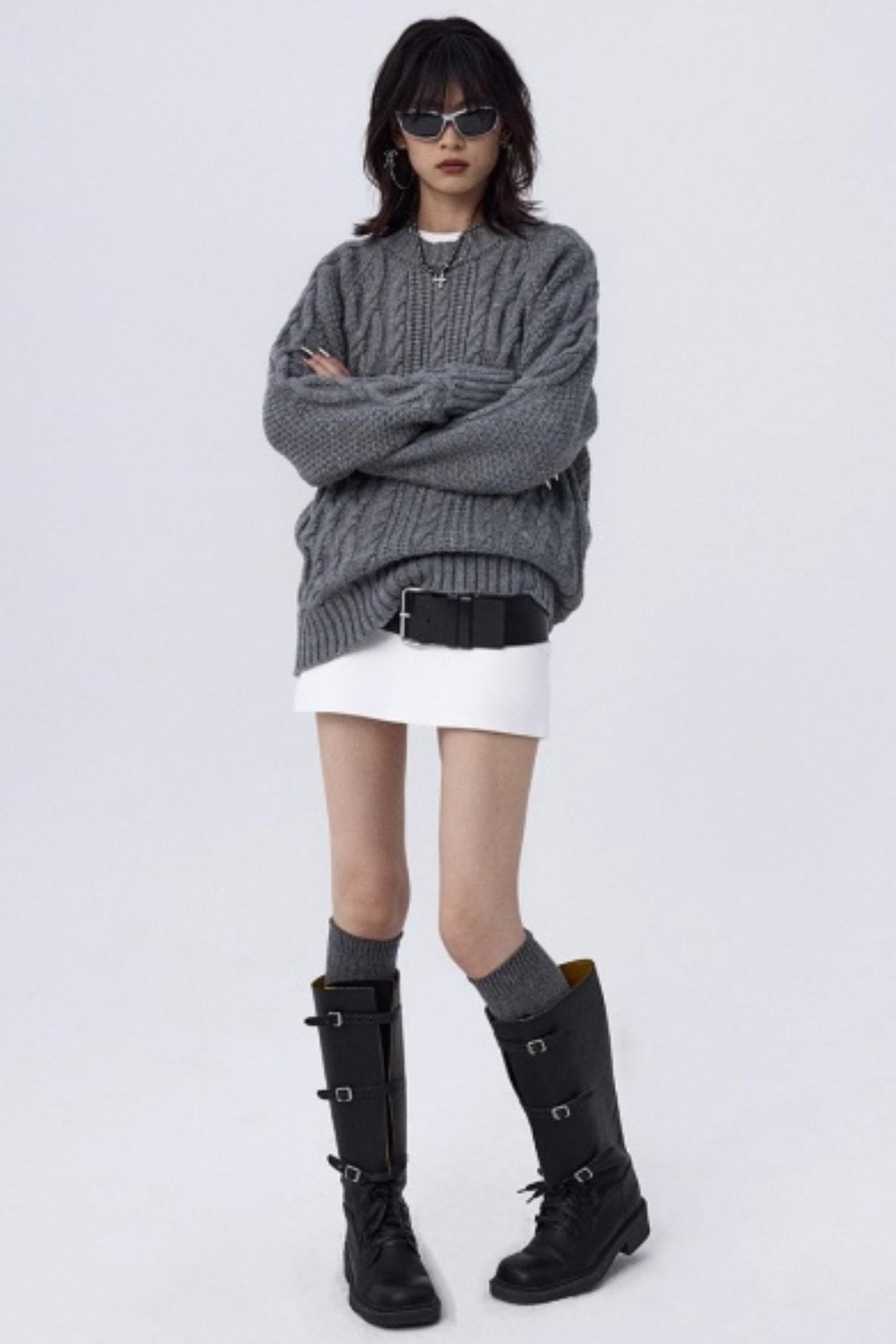 Vintage Paris Gray Knit Scarf