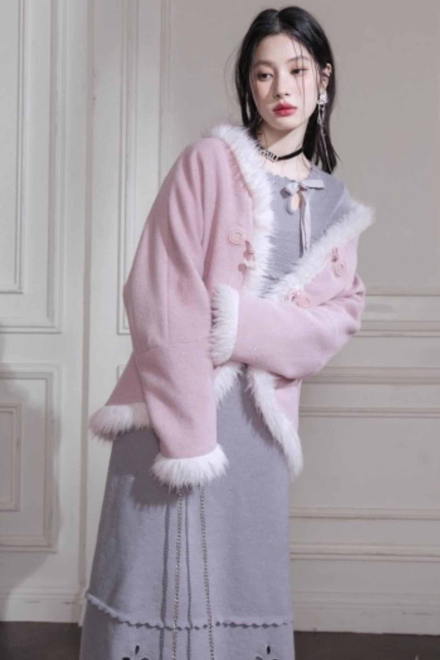 Muse Lover Snow Cherry Wool Coat