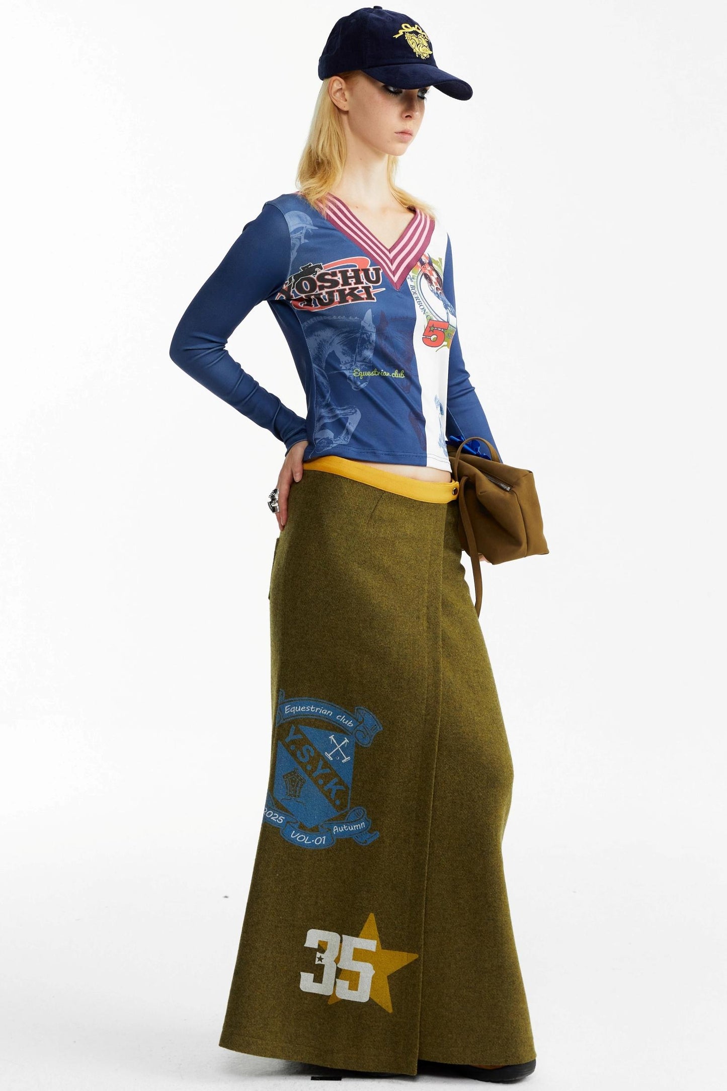 Olive Woolen Long Skirt