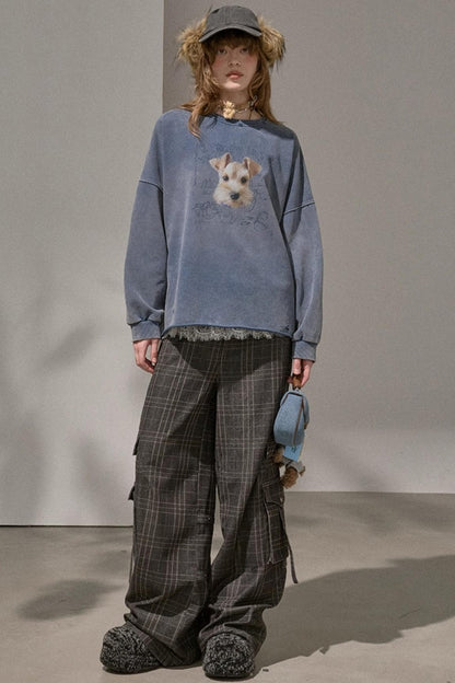 Lazy Vintage Style Pullover Sweatshirt