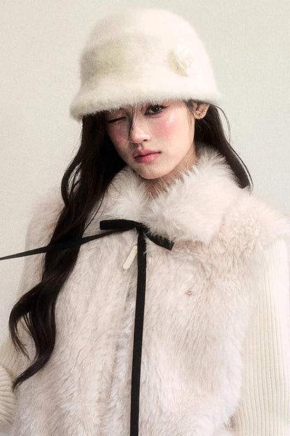 Winter Floral Plush Beret