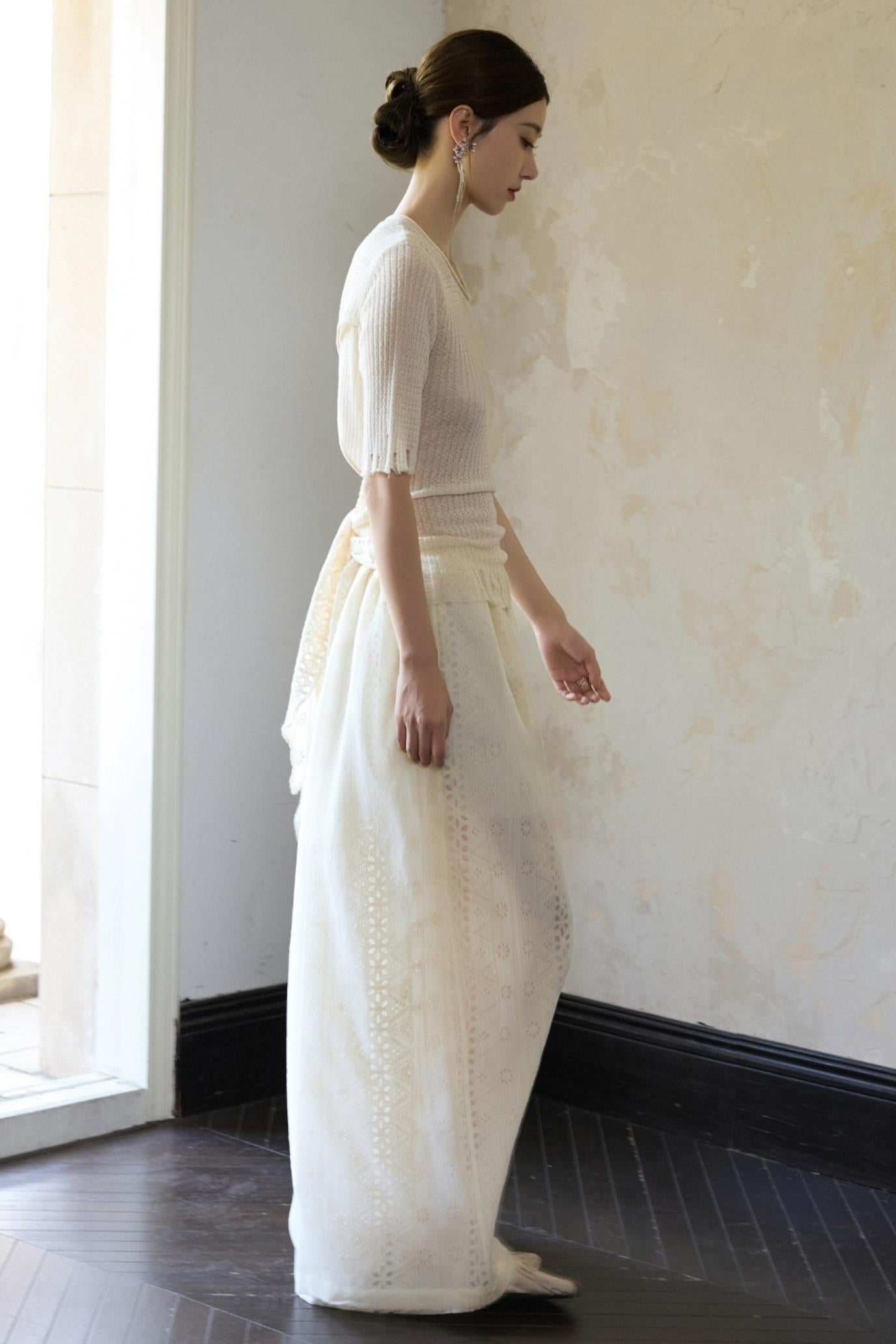 Beige Wide Leg Trousers