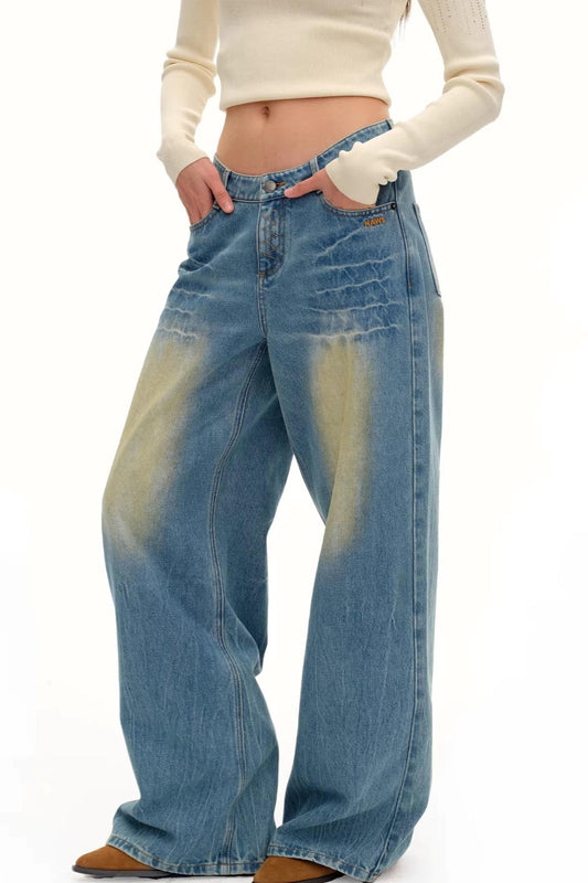 Wide-Leg Vintage Denim Pants