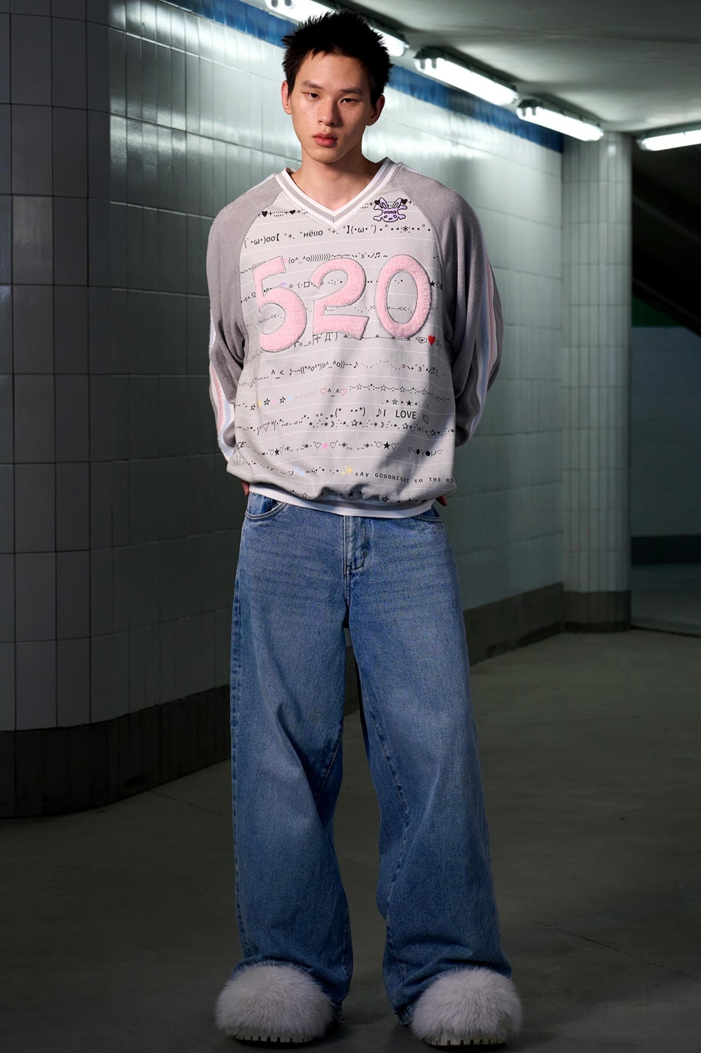 Embroidered Raglan Sleeve Top