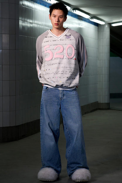 Embroidered Raglan Sleeve Top