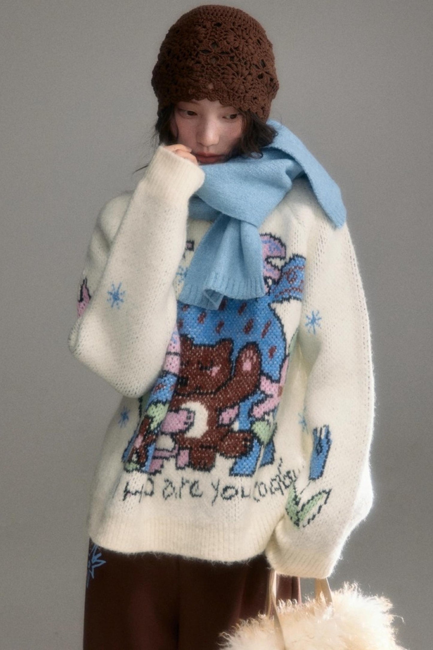 Plush Animal Jacquard Sweater
