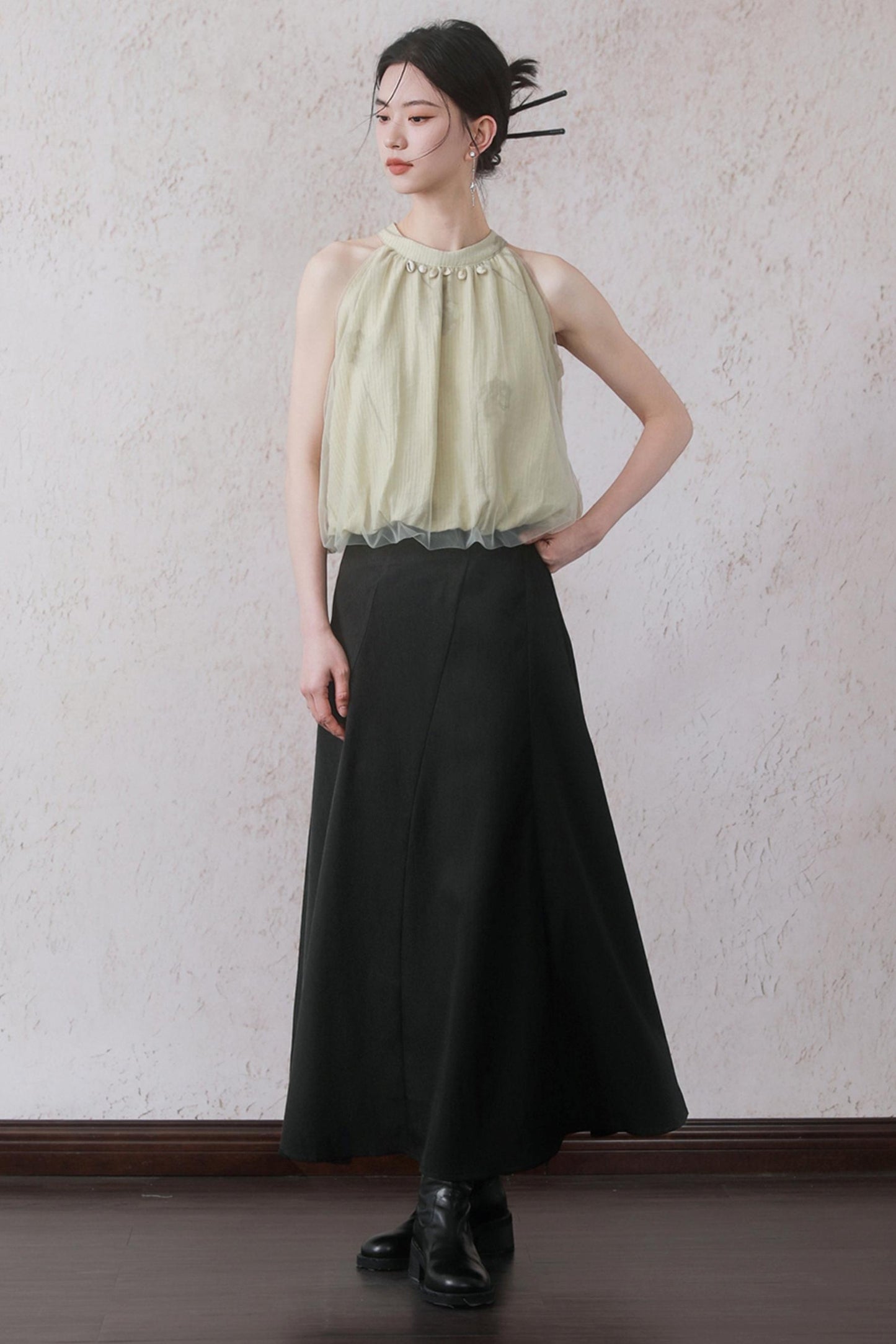 Summer Apricot Mesh Top