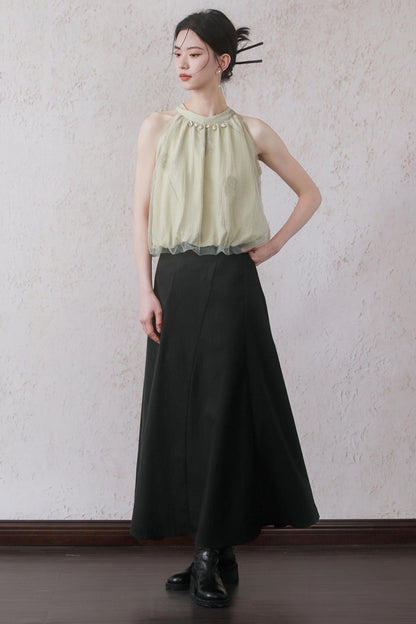 Summer Apricot Mesh Top