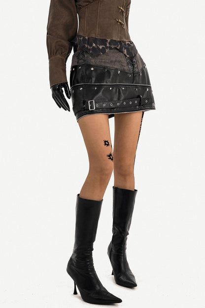 Black Leather A-Line Skirt