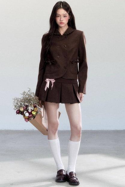 Warm Butterfly Pleated Skirt Set-Up