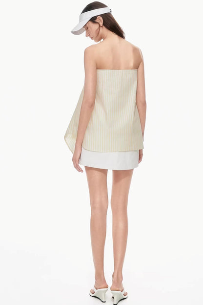 Yellow Striped Tube Top Style Skirt