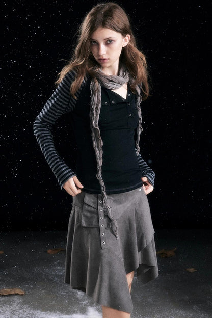 Autumn Contrast Striped Long Sleeve T-Shirt