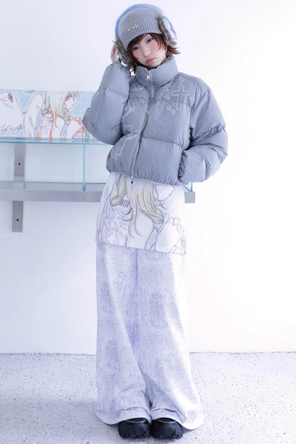 Dreamcore Blue Gray Reversible Padded Jacket