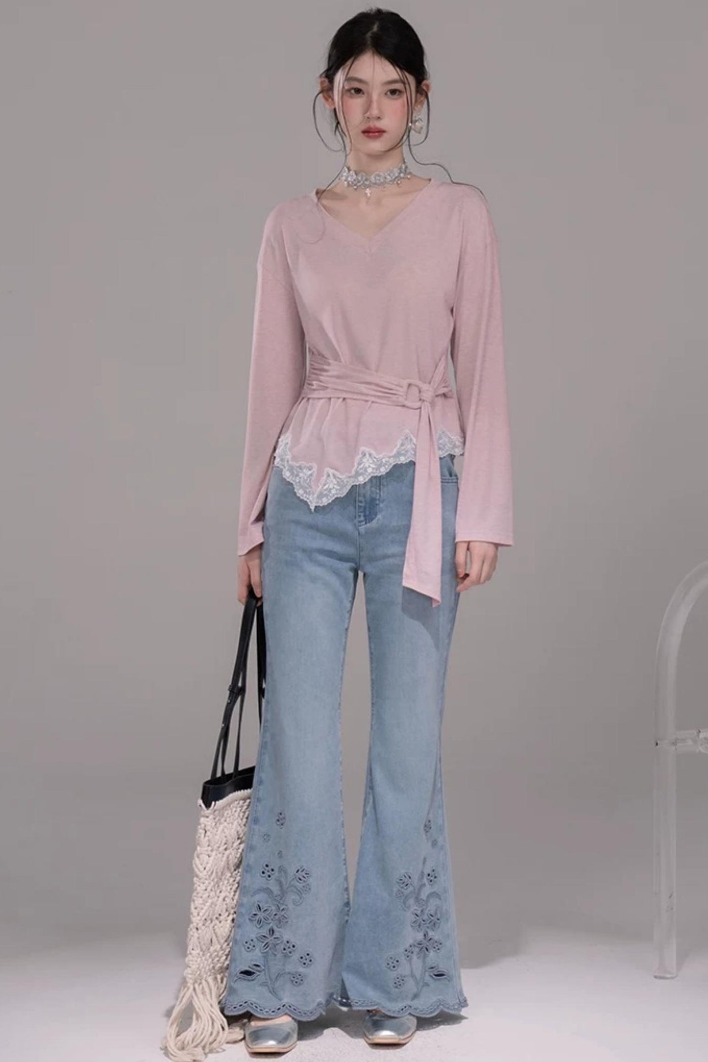 Pink Lyocell Lace Top