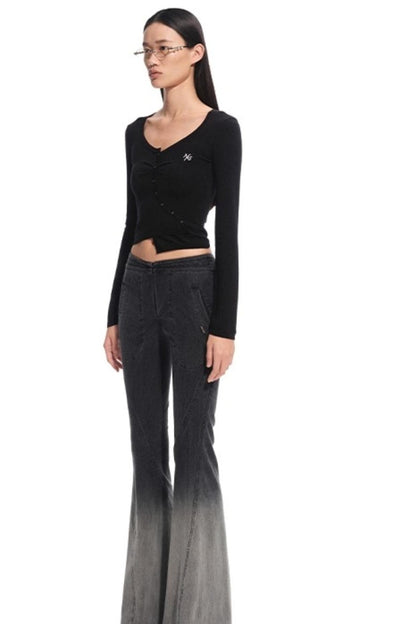 Blue Silk Asymmetrical Knit Top