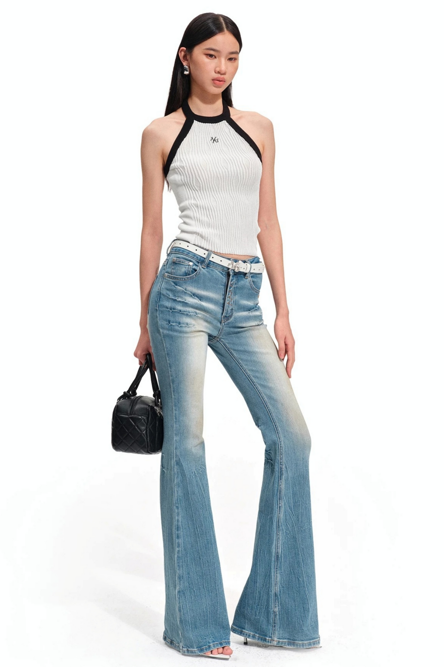 Wool Irregular Color-Block Vest