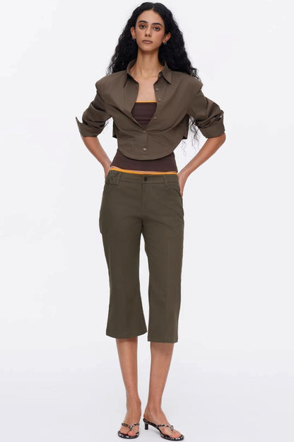 Vintage Exposed Seam Flared Capris