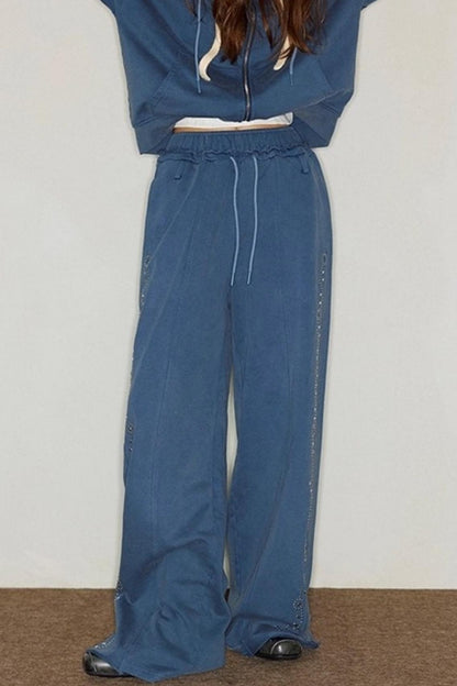 Diamond Hooded Sweatshirt With Pants Set-Up