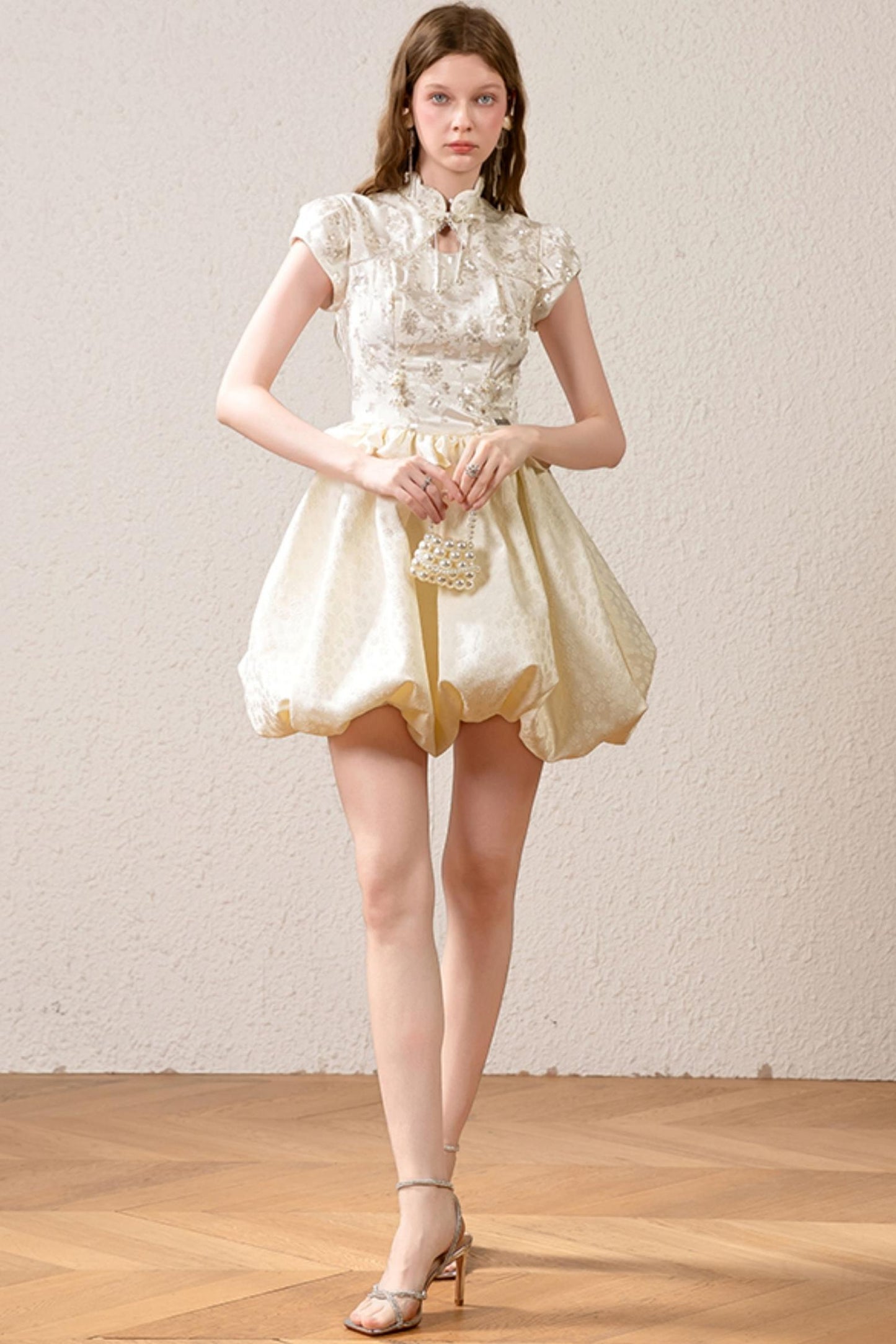 Sequin Waist Cheongsam Dress