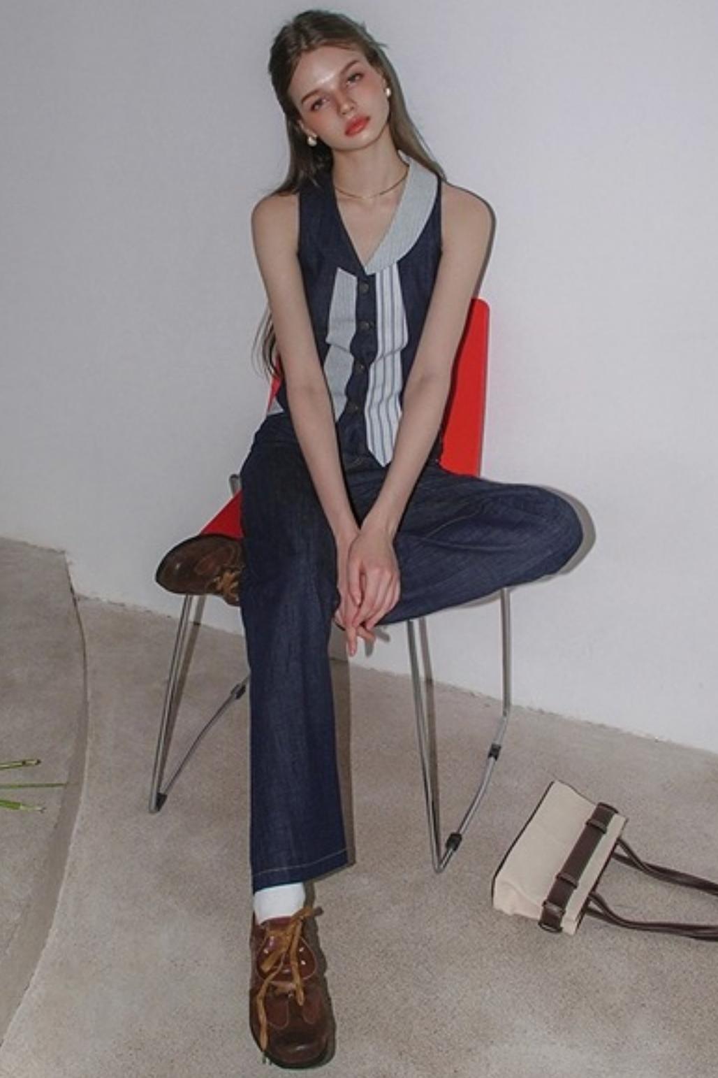 Washed Denim Pants Set-Up