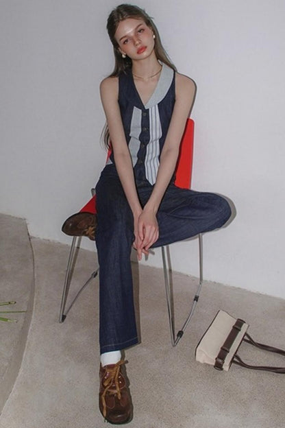 Washed Denim Pants Set-Up