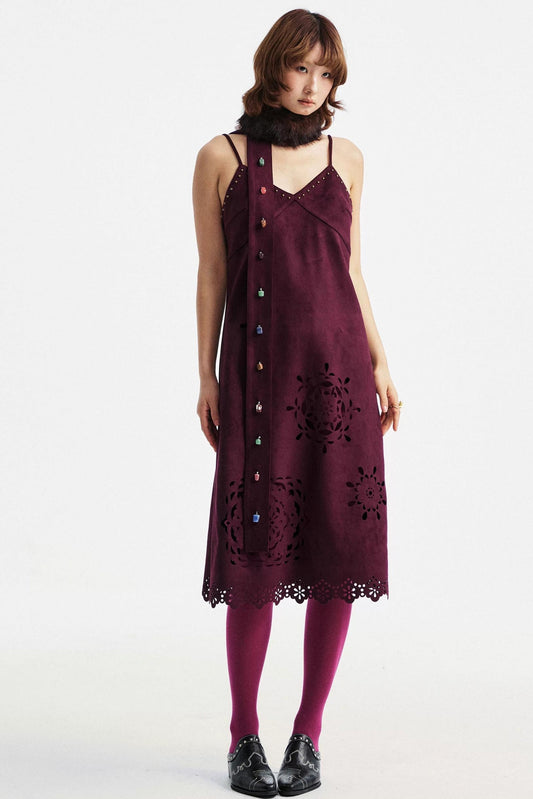 Two-Tone Lace Suede Dress