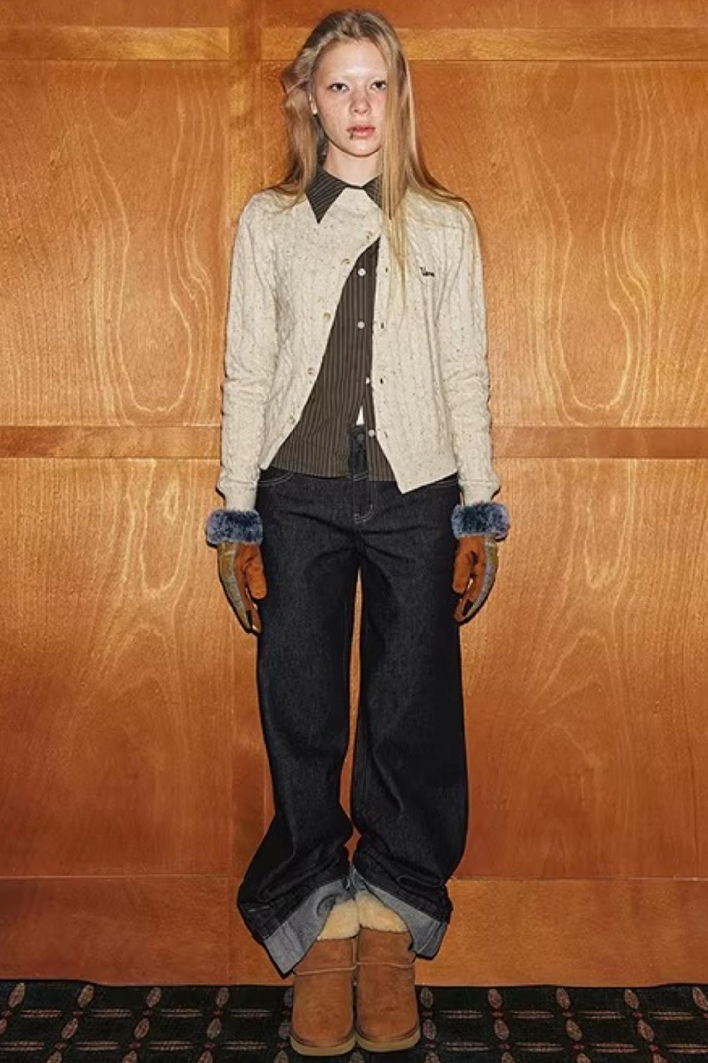 Schwarze Destroyed-Denim-Hose