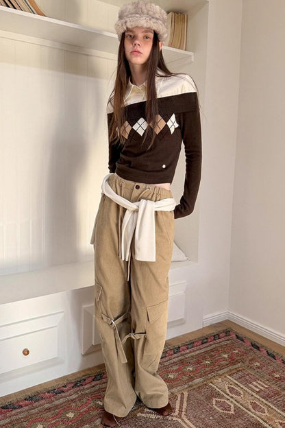 Diamond Pattern Merino Wool Sweater