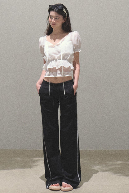 Copper Tencel Wide-Leg Pants