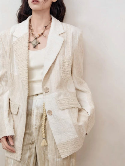 Cotton and Linen Patchwork Blazer