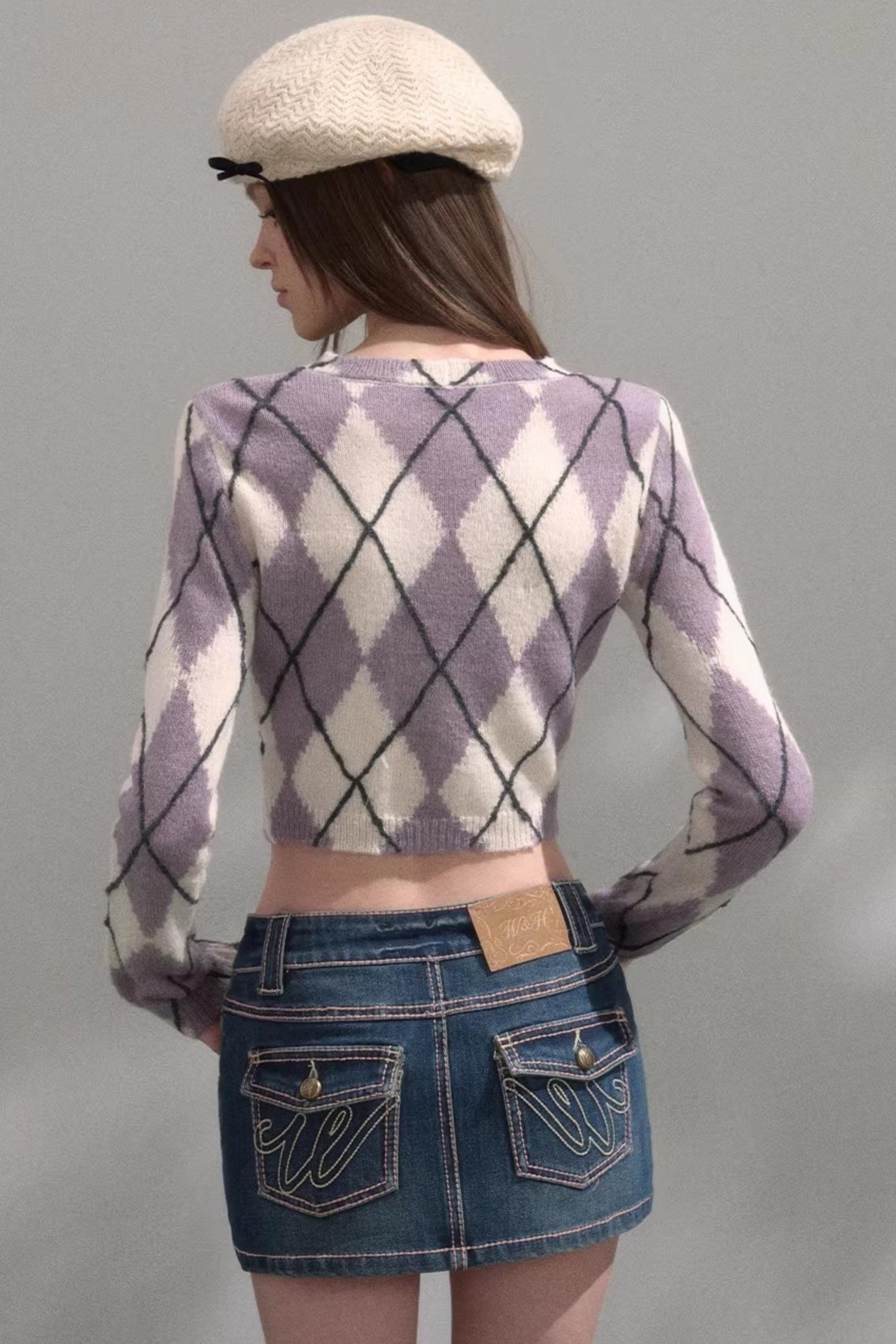 Retro Quilted Knit Sweater