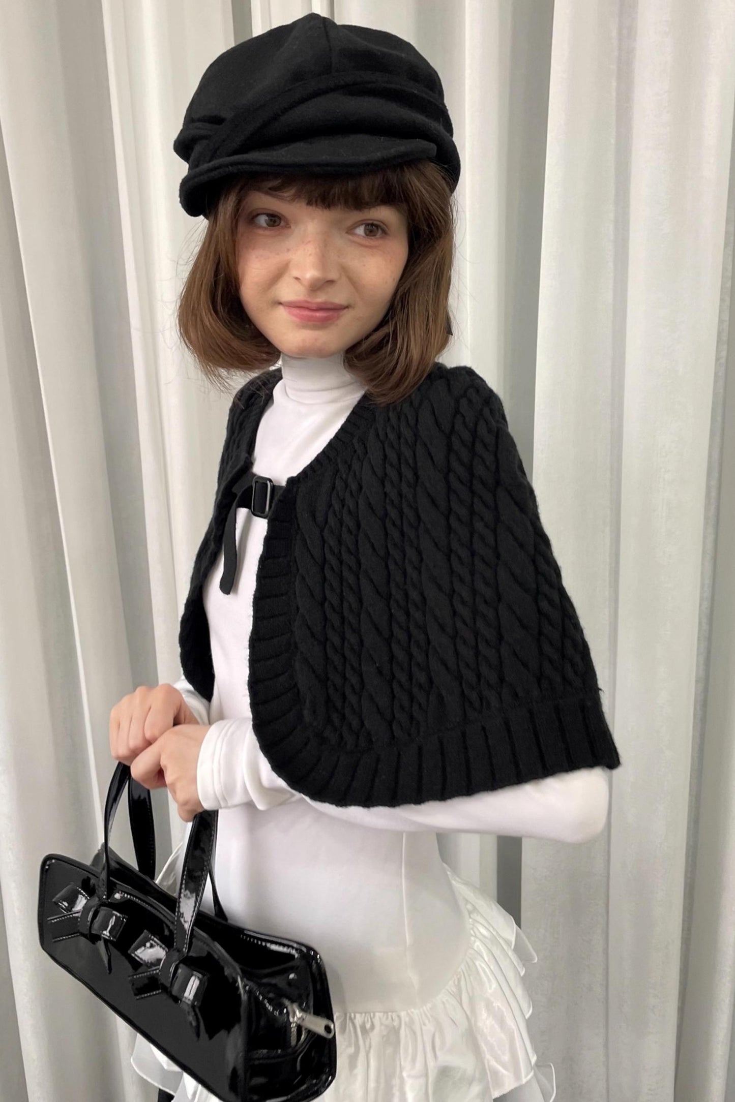 Knit Black Sweater Shawl