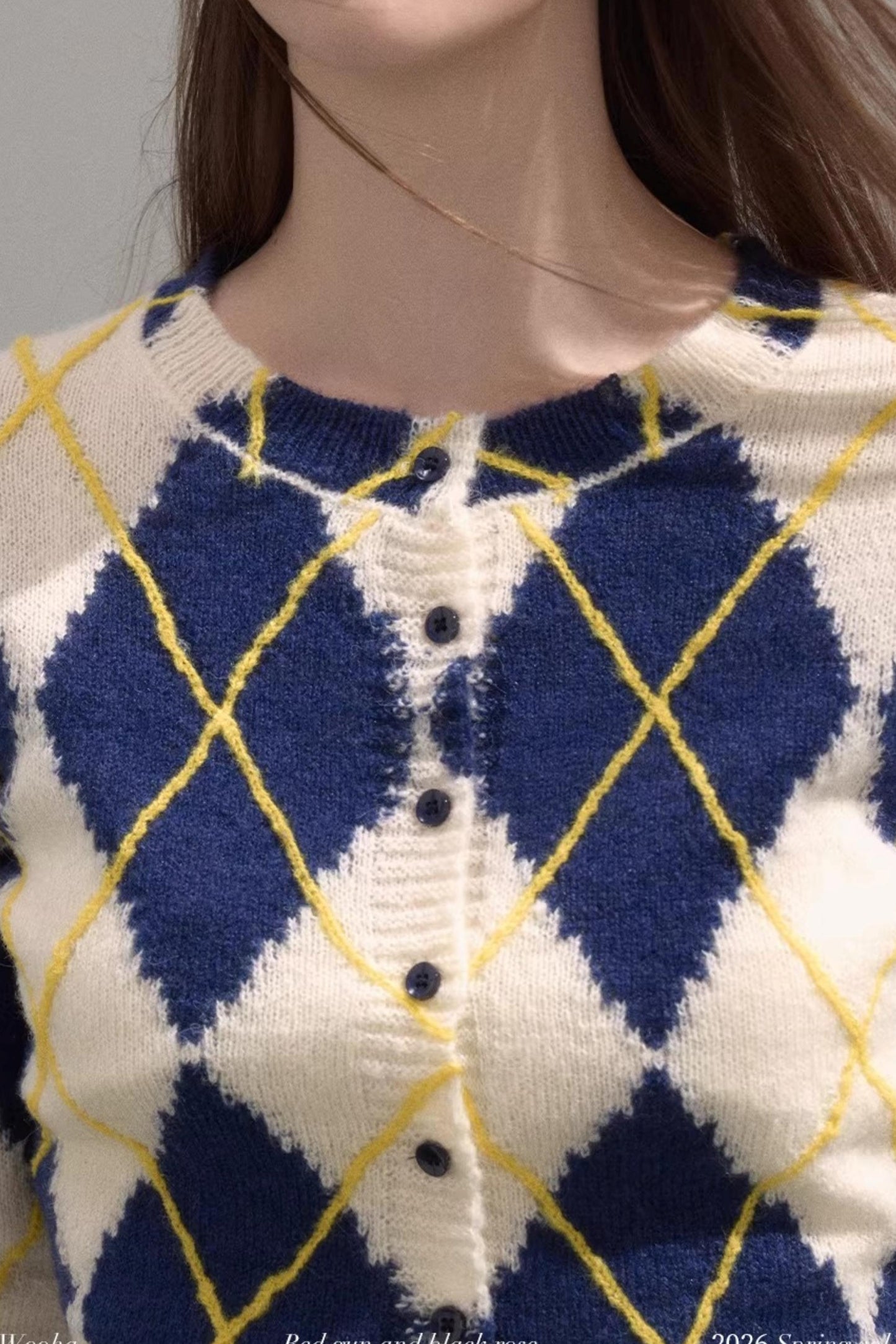 Retro Quilted Knit Sweater