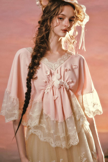 French V-Neck Lace Top