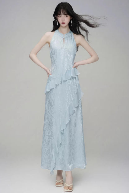 Ice Lotus Waist-Cinching Dress