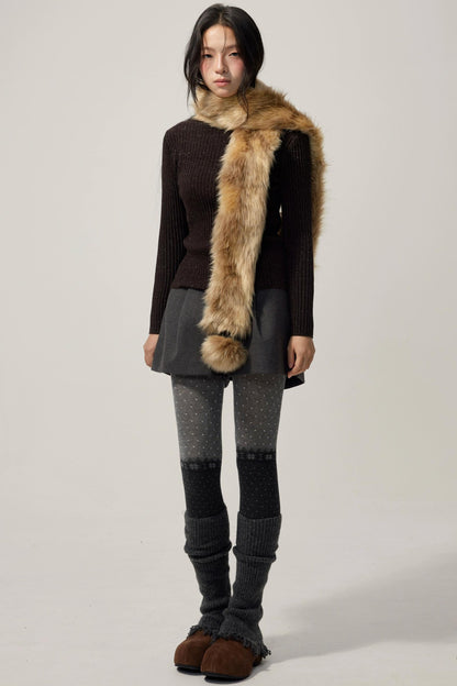 Detachable Corsage Turtleneck Sweater