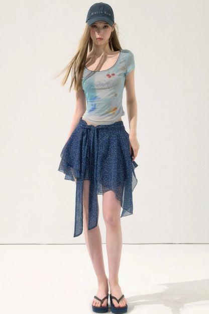 Retro Asymmetrical Tie Skirt
