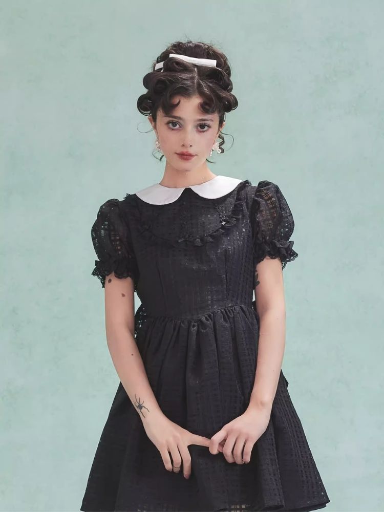 Bubble Sleeve Back Cake Hem Doll Dress