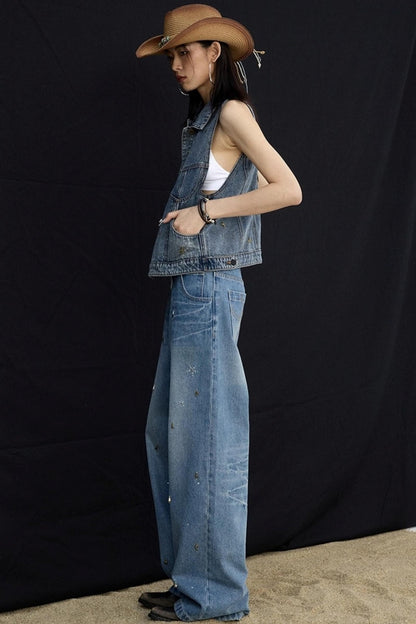 Ocean Blue Denim Vest