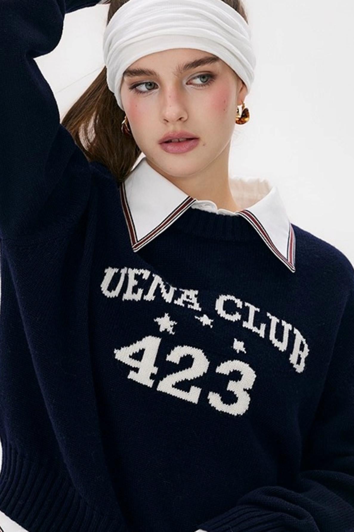 Navy Blue Wool Knit Sweater