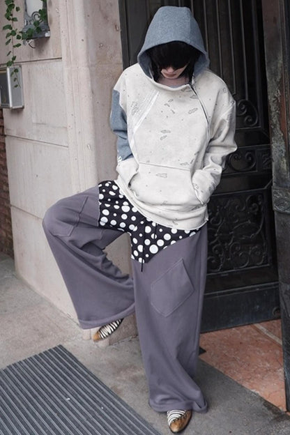 Multi-Waisted Polka Dot Wide-Leg Pants