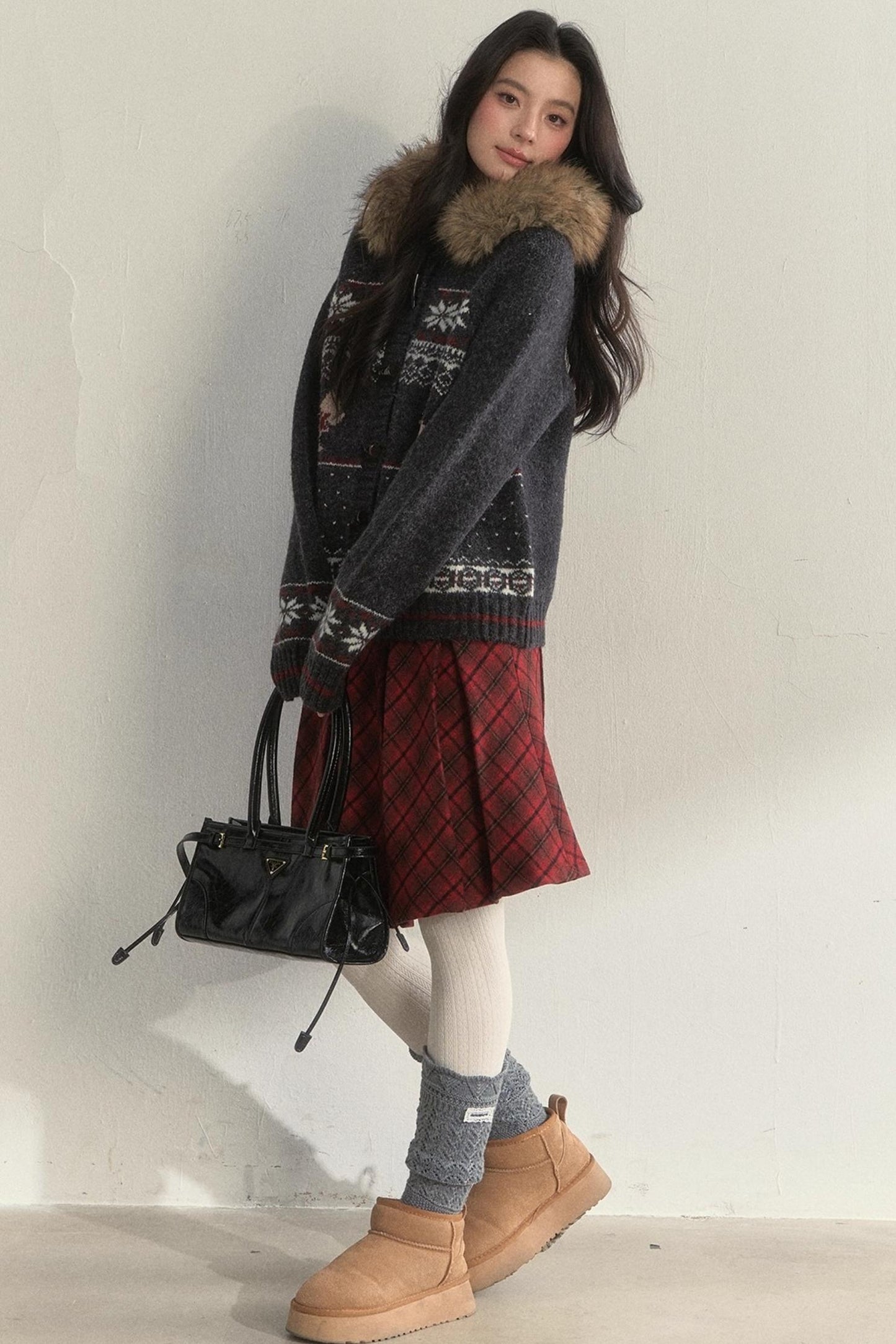 Retro Fair Isle Knitted Sweater Set-Up