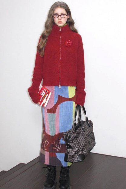 Retro Ivy League Print Skirt