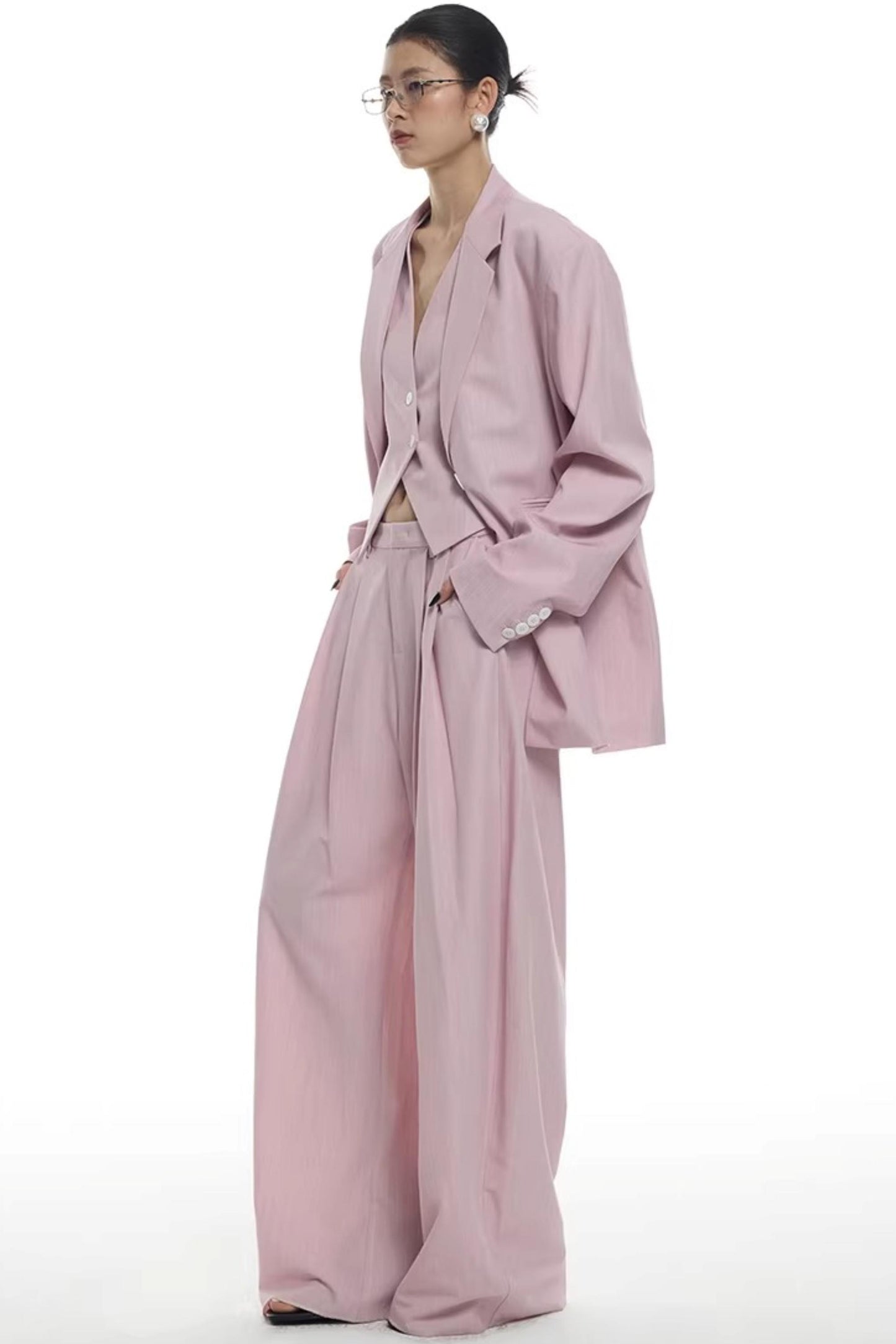 Light Pink Striped Blazer Jacket