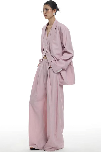 Light Pink Striped Blazer Jacket